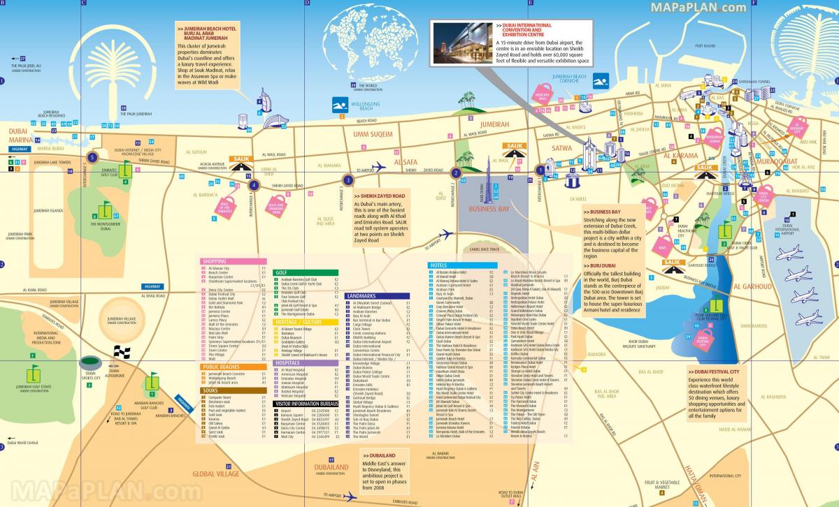 mappa del centro di Dubai