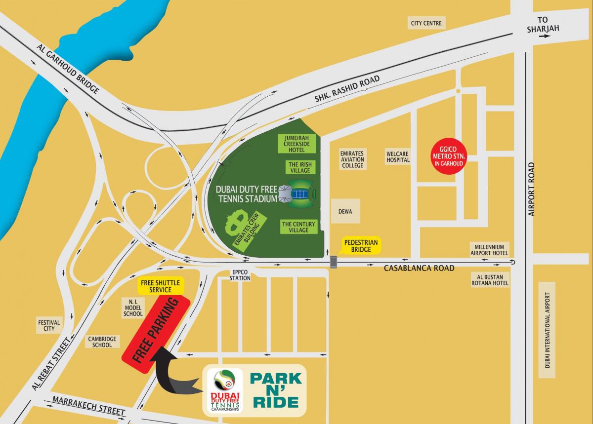 Dubai duty free tennis stadium ubicazione sulla mappa