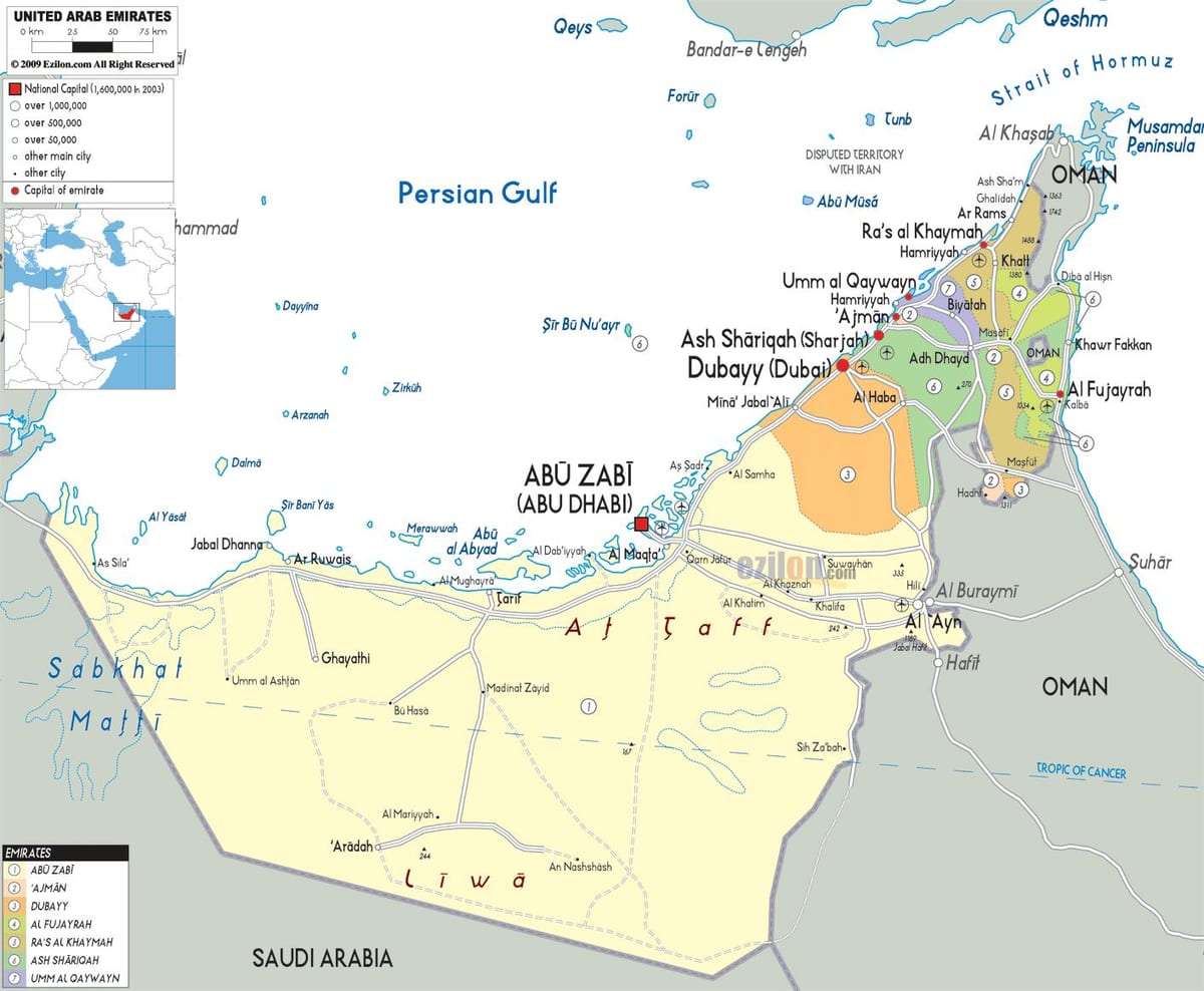 mappa di Dubai, united arab Emirates