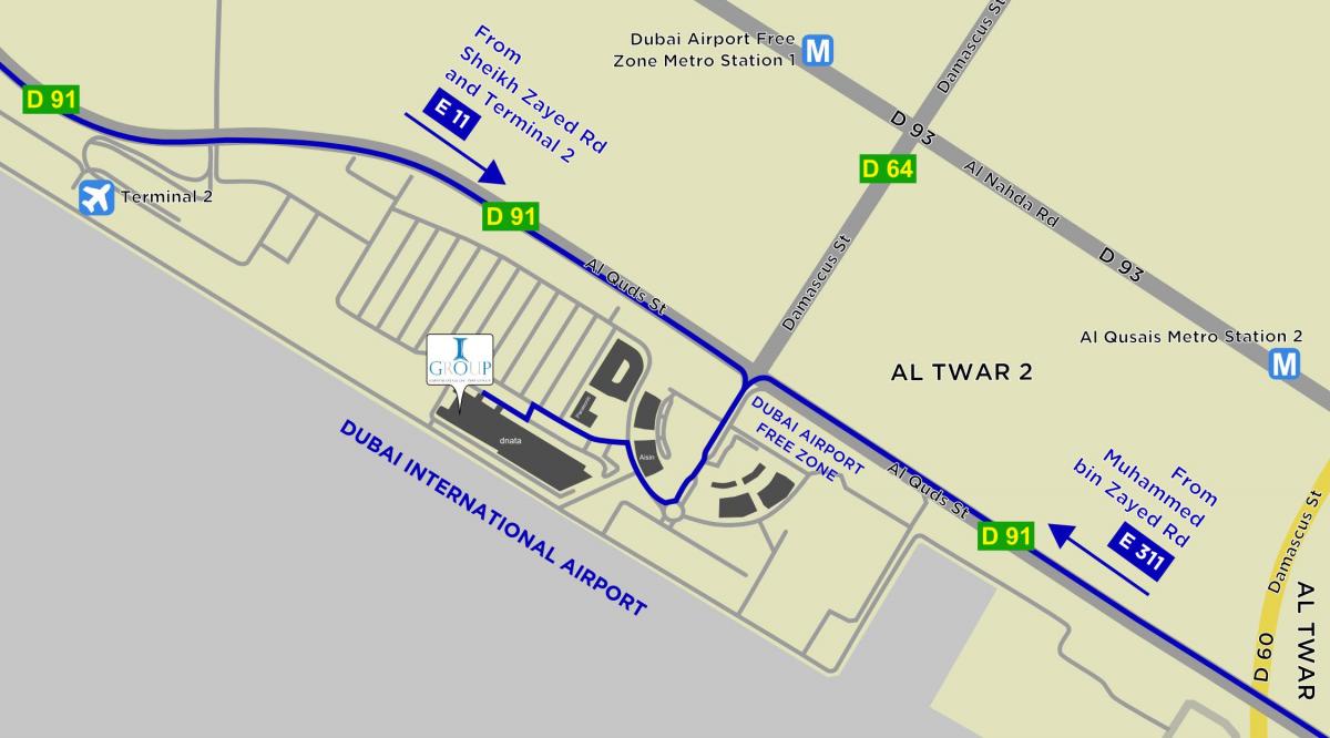 mappa di Dubai airport free zone