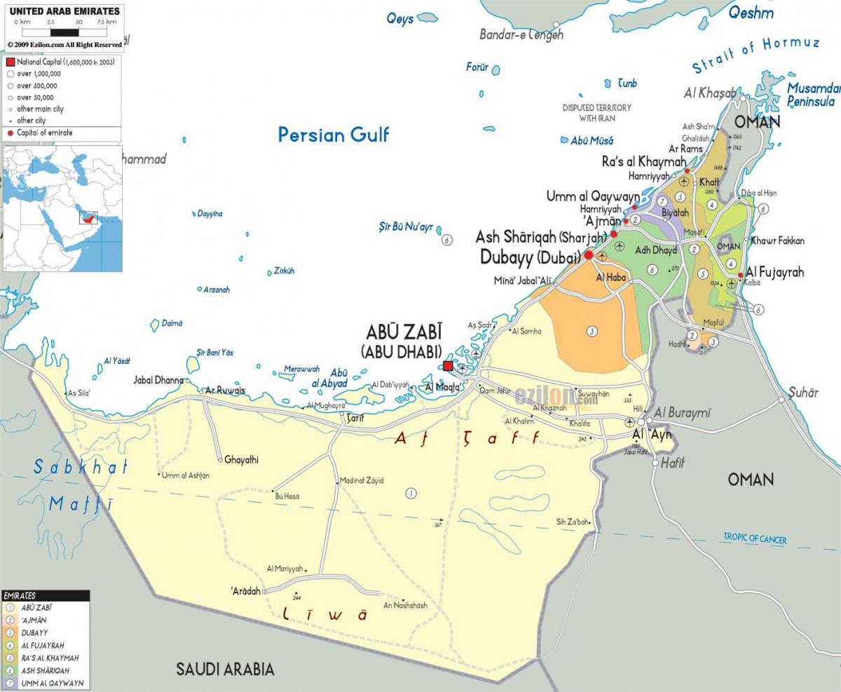 politico, mappa di Dubai