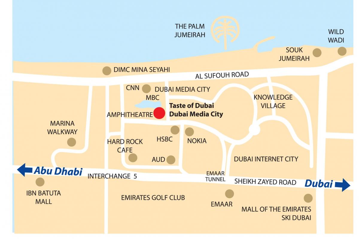 Dubai media city mappa di localizzazione