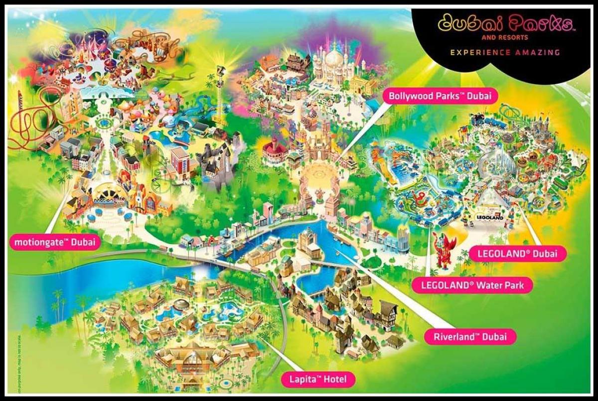 Dubai parchi e resorts posizione sulla mappa