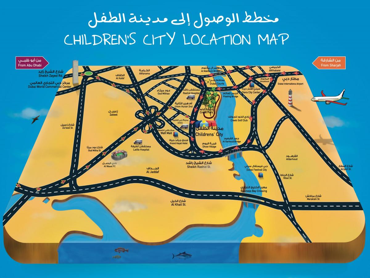 la mappa dei Bambini della città di Dubai