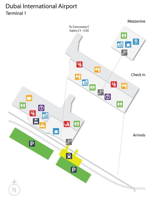 Dubai terminal 1 mappa