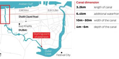Mappa di Dubai canale