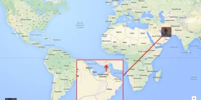 Dubai su una mappa del mondo